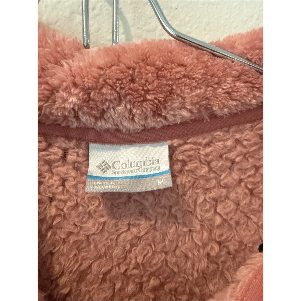 Columbia Fire Side Quarter Zip Pullover Sherpa Fleece Women's M, Blush/Salmon - Picture 3 of 5